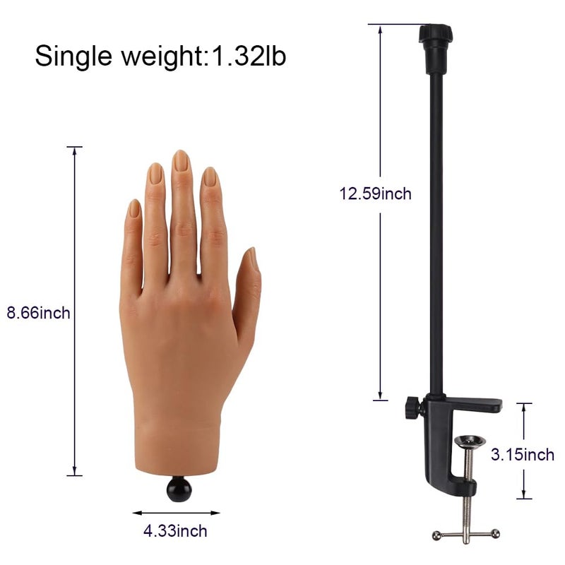 KnowU Nail Pratice Training Hand for Acrylic Nails with Stand Bracket,Soft Silicone Maniquin Hand, Flexible Bendable Nail Practice Fake Hand for Nails Art Practice Tool - Image 5